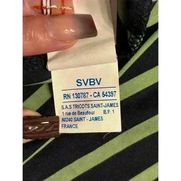 Saint James Women's Striped Dress Size 8 Green Navy Knee Length Casual - Picture 6 of 9